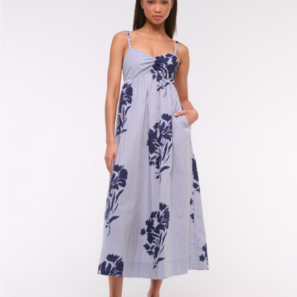 Abercrombie & Fitch Blue and White Floral Midi Dress - Picture 1 of 4